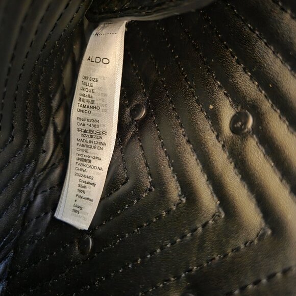 ALDO Mini Black Patent Quilted Crossbody Bag Handbag with Detachable Chain Strap - Picture 10 of 11